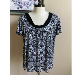 Fashion Bug Black White Floral Blouse